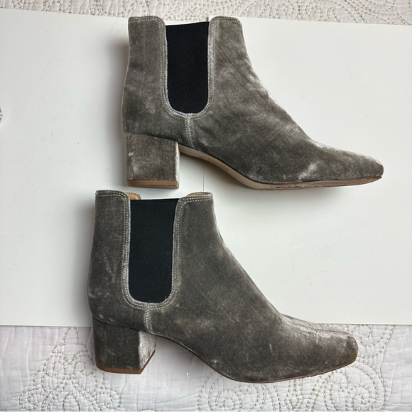 Madewell gray velvet heeled ankle boots sz 9.5 - Picture 5 of 11